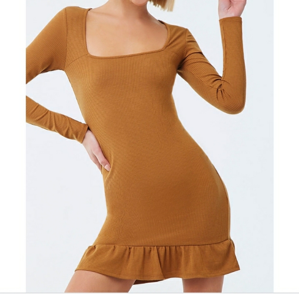 Ribbed brown dress